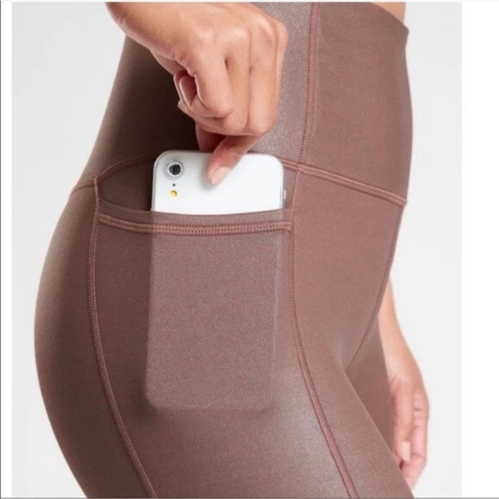 Athleta INCLINATION SHIMMER MOTO TIGHT in DUSTY ROSE, SIZE S - Picture 10 of 10